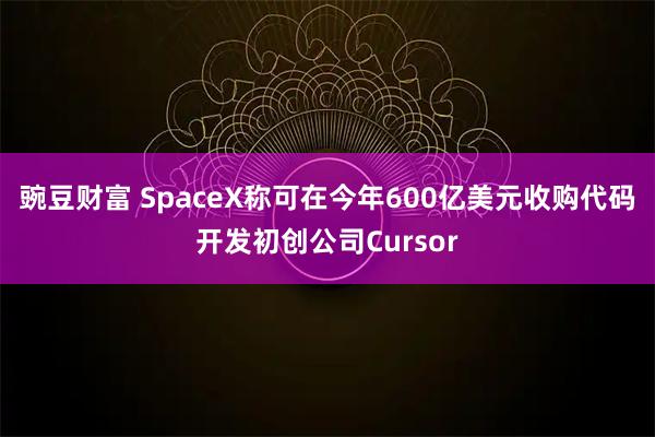 豌豆财富 SpaceX称可在今年600亿美元收购代码开发初创公司Cursor